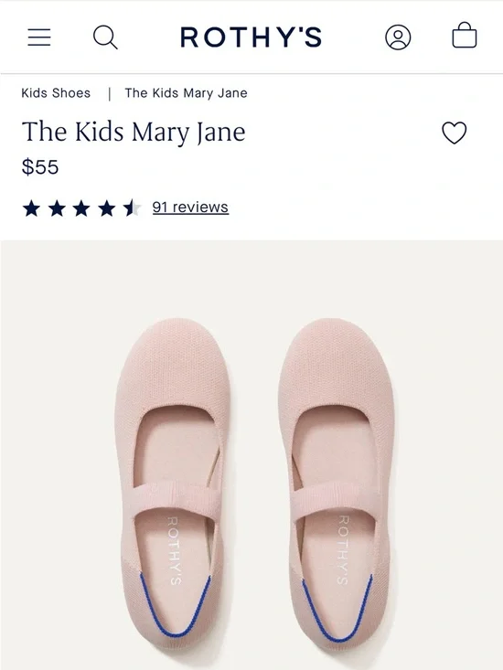 Rothy's The Kids Washable Recyled Mary Jane in Ballerina - Size 1 - Picture 10 of 10